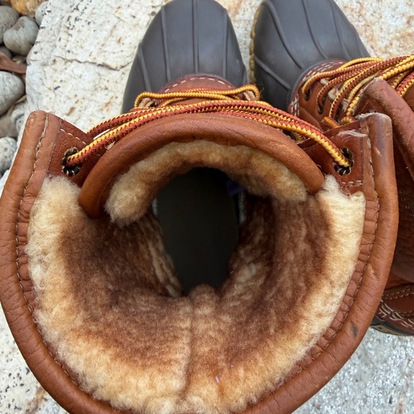 L.L. Bean Bean Boots Women’s 8 Shearling Lined Brown Leather Duck Boots USA - Picture 5 of 10